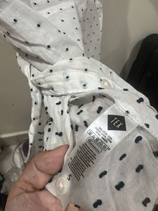 White Polka Dot Button-Up Shirt