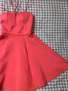 Coral Strappy Fit &amp; Flare Dress