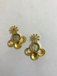 Unique Coin Drop Brass Earrings