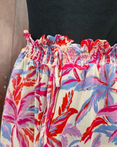 Chic Tropical Print Tiered Skirt