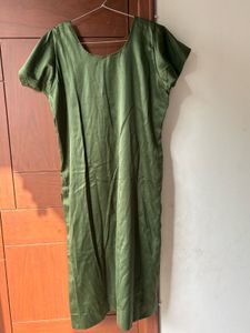 Elegant Olive Green japan satin kurti set