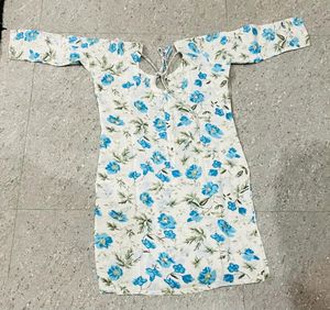Beautiful White And Blue Kurta Churidaar Suit Set