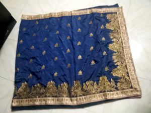 Elegant Blue Embroidered Saree