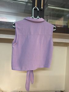 Lavender Tie-Front Sleeveless Top