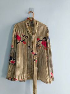 Vintage Geometric Print Blouse