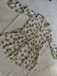 Cream &amp; Black Floral Mini Dress