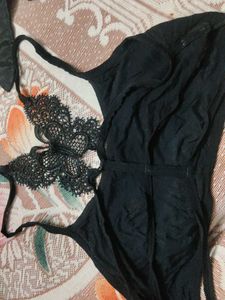 Black Lace Trim Bodysuit