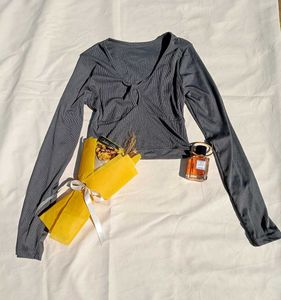 Long Sleeve Tie Front Top