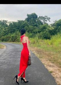 Stunning Red Halter Neck Maxi Dress