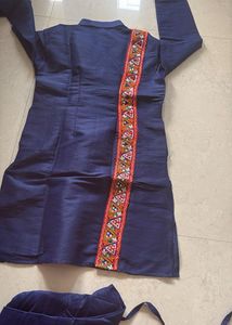 Elegant Navy Blue Embroidered Kurta set
