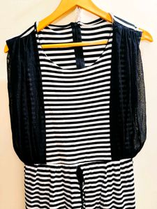 Striped Maxi Dress with Shrug
