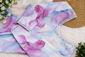 Elegant Watercolor Print Suit Set