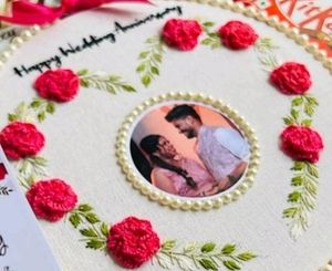 Heart Embroidered Couple Photo Hoop