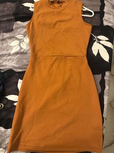 rust open back dress