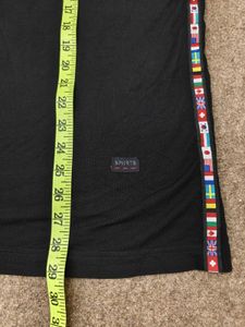 Men's Black T-Shirt with Flag Trim