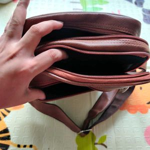 Men Brown Faux Leather Crossbody Bag