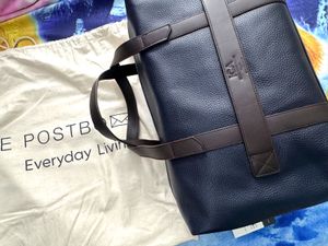 Stylish Navy Leather Duffle Bag