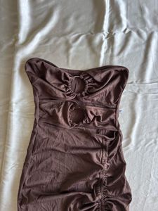 Strapless Ruched Midi Dress