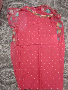 Pink Polka Dot Kurta Set