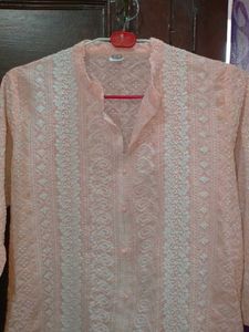 Peach Chikankari Kurta
