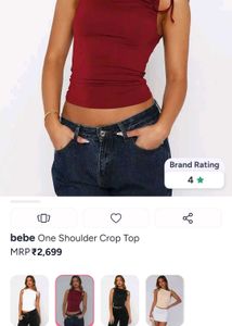 Red One-Shoulder Ruched Top