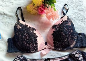 Elegant Pink and Black Lace set