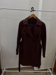 DOUBLE BREASTED BURGUNDY  TRENCH COAT