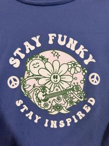 Blue Graphic T-Shirt with Drawstring Sides