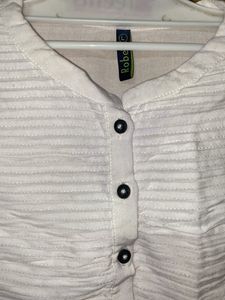 White Pintuck Button-Up Blouse