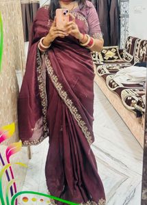 Elegant zardoai work pure  saree