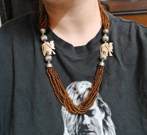 Ivory Elephant Brown Necklace