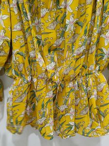 Yellow Floral Off-Shoulder Peplum Top