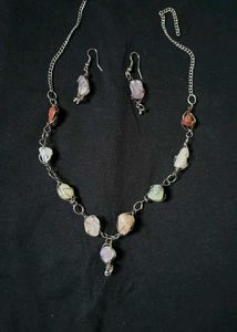 Boho Stone Necklace and Earring Set