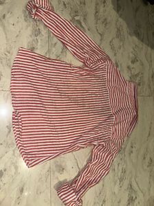 Red &amp; White Striped Button-Up Shirt