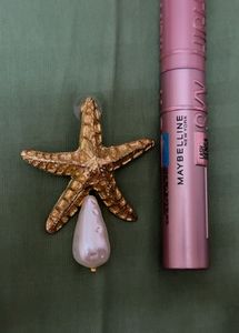 Gold Starfish &amp; Pearl Dangle Earrings