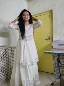 White Stylish Top And Skirt Last Price