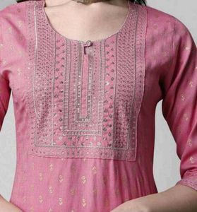 Embroidered straight kurtha with dupatta