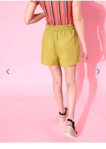 Dressberry Olive Solid Summer Shorts