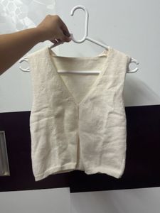 Cream Sleeveless Knit Top