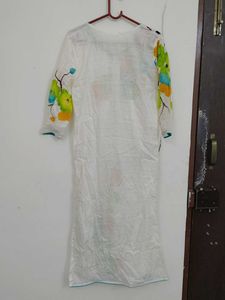 White Kurta with Floral Print