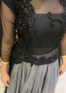 Stunning Black &amp; Grey Embellished Gown