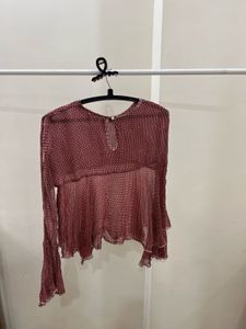 Mesh Chiffon TOP with flared bell sleeves