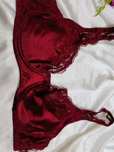 🇳🇿💫🎀 silky satin marron Lace Trim Bra