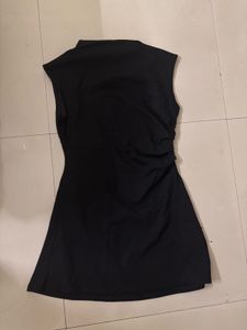 H&amp;M black mini draped dress