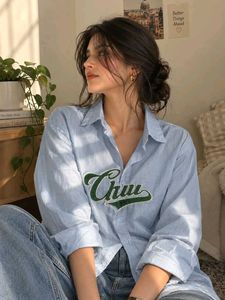 New with tag Korean Light Blue Striped Button-Up S