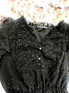 Chic Black Swiss Dot Dress