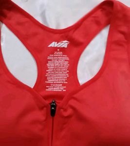 Red Sports Bra with Front Zipper