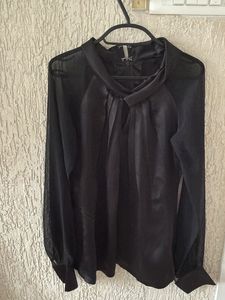 Elegant Black Sheer Sleeve Blouse