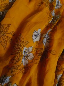 Mustard Yellow Floral Print A-Line Ski