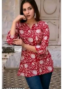 Stylish Red Printed Kurti